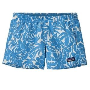 Patagonia Kids Baggies 4in Blue Beach Floral Shorts Size Large Youth (0095) (FL)